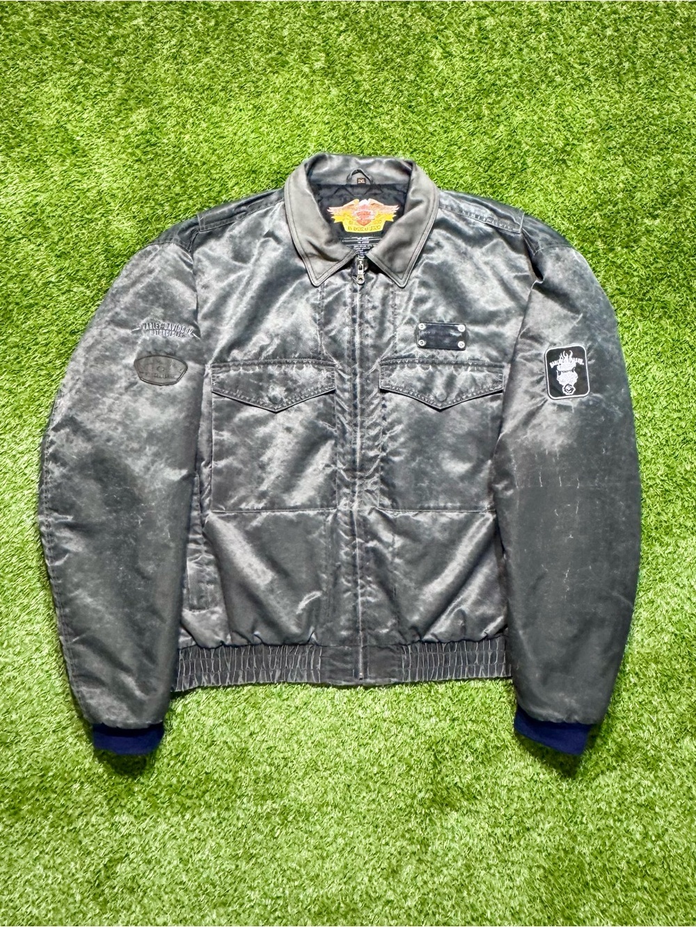 Harley Davidson Legendary Limited Nylon Leather Motorcycle Biking Bomber Jacket